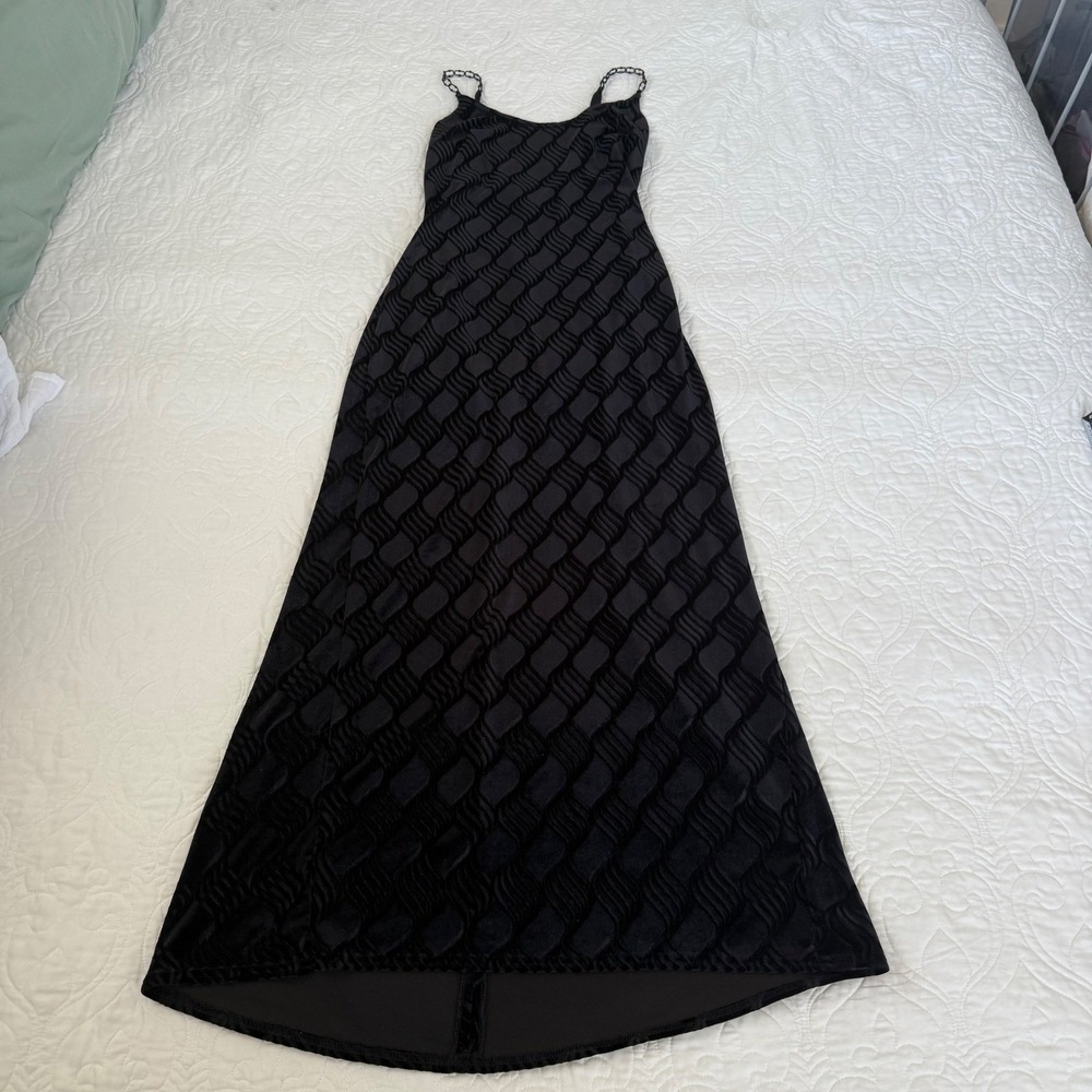 Vintage Gunne Sax Jessica McClintock Black Contrast Velvet Maxi Dress 9/10 EUC - Picture 5 of 16